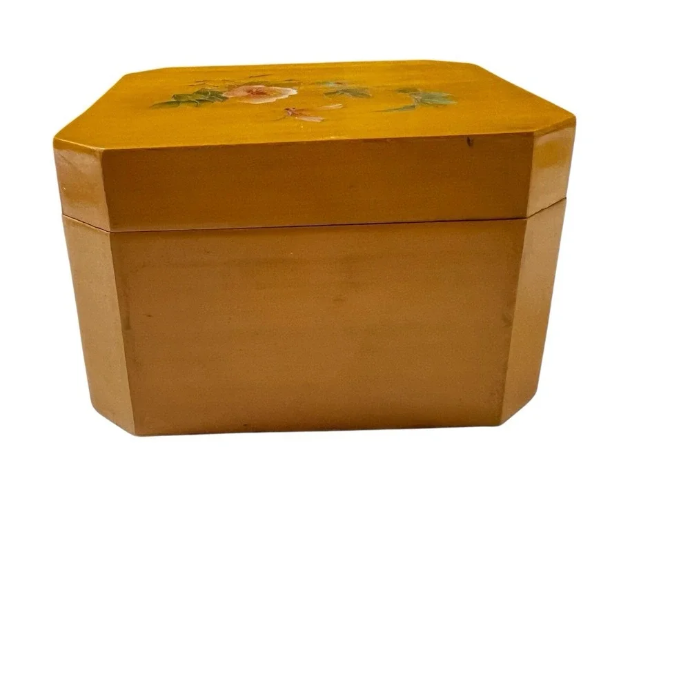 Vintage Hand Painted Wooden Trinket Jewelry‎ Box 4